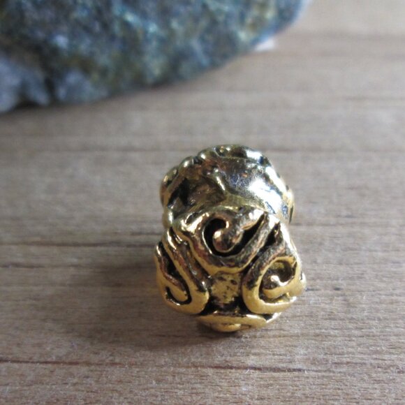 Antiqued Gold Plated Sterling Silver Ornament Spacer European Charm - Picture 10 of 11